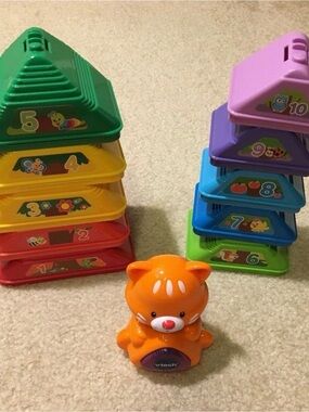 Vtech Nest & Build Tree Stacker Cat Educational Toy Count Number Sound Preschool